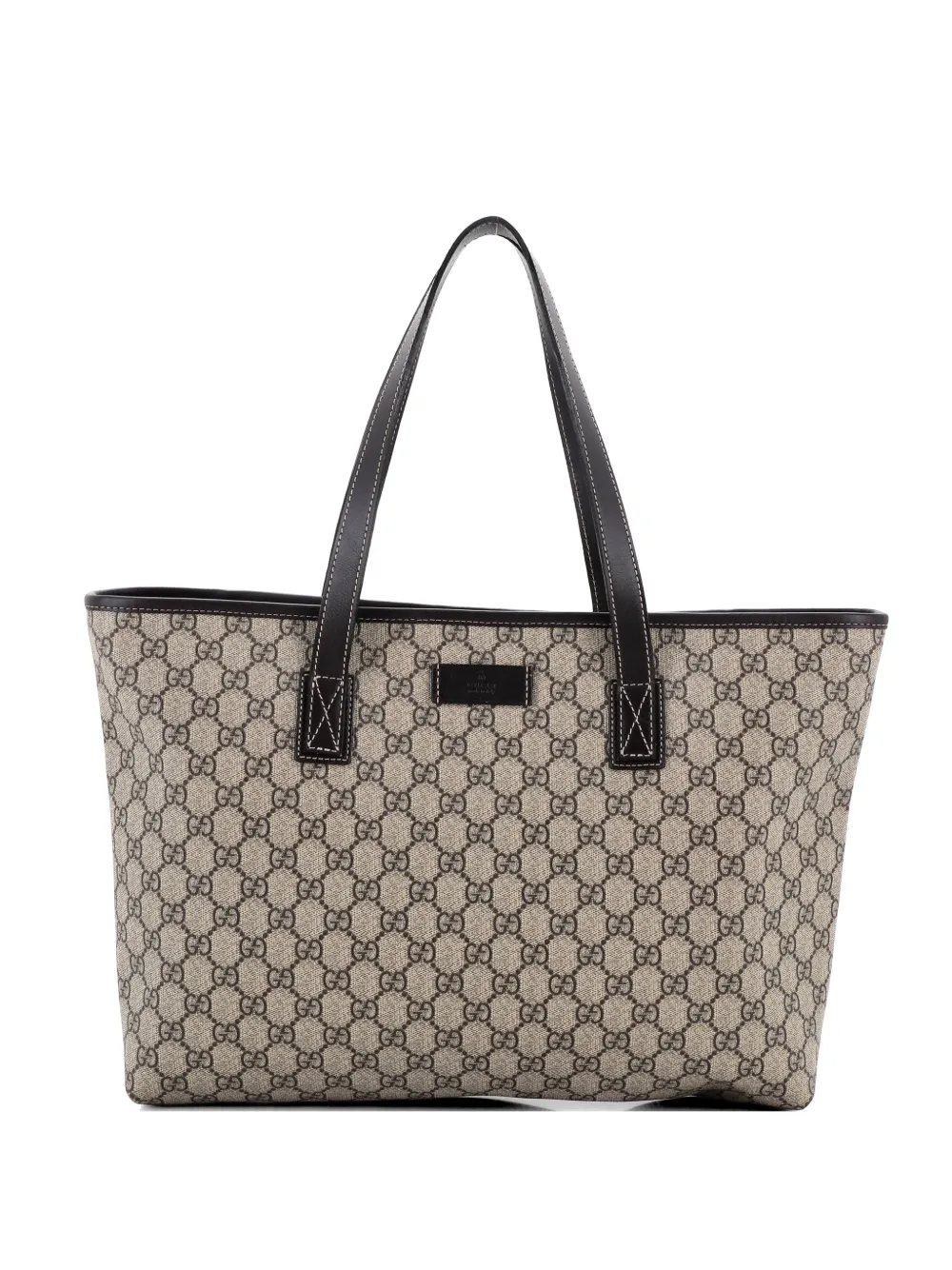 Gucci Pre-Owned Borsa tote Plus media in tela cerata GG e pelle - Marrone