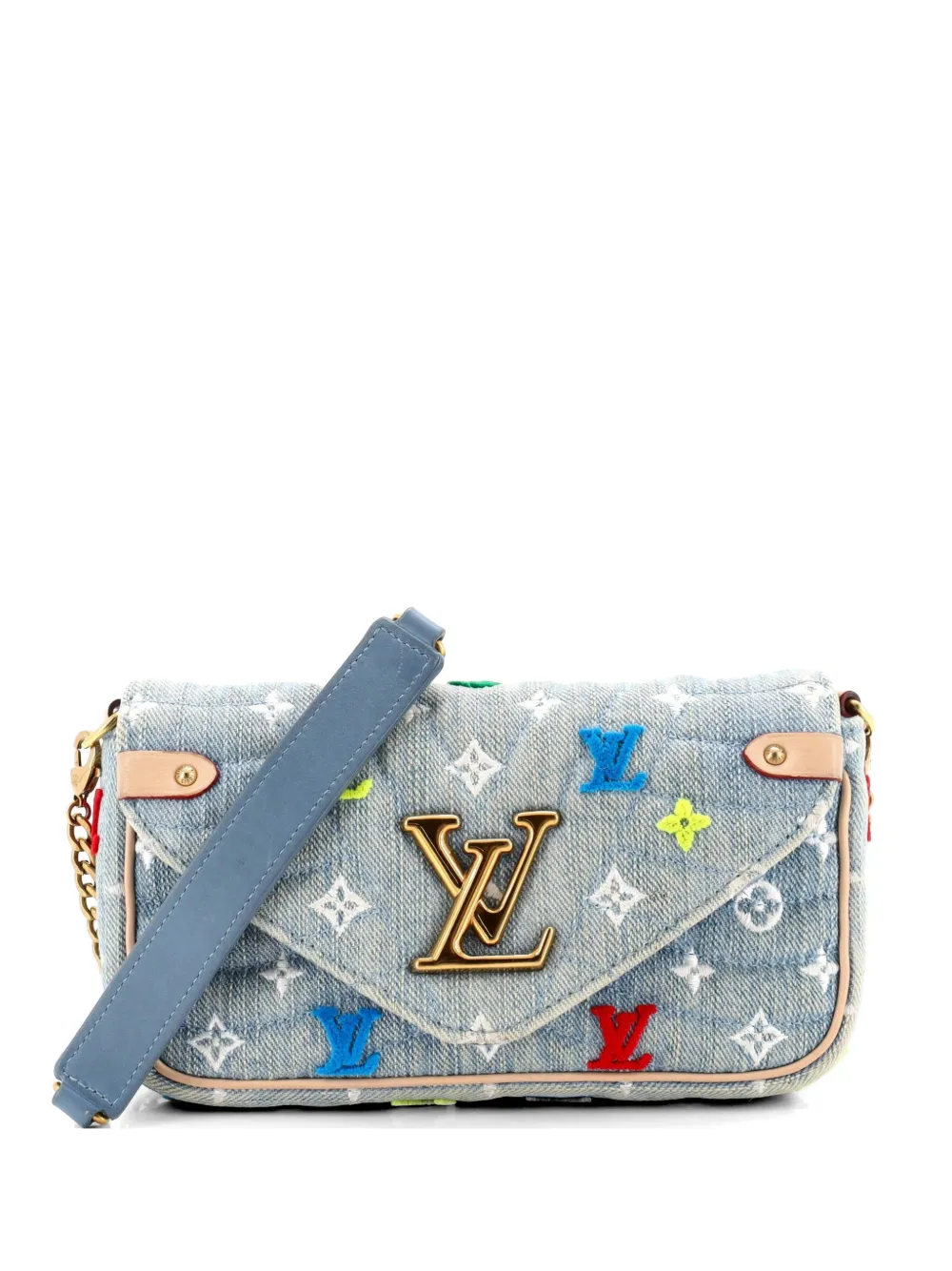 Louis Vuitton Pre-Owned Gesteppte New Wave Monogramm-Umhängetasche mit Kette - Blau