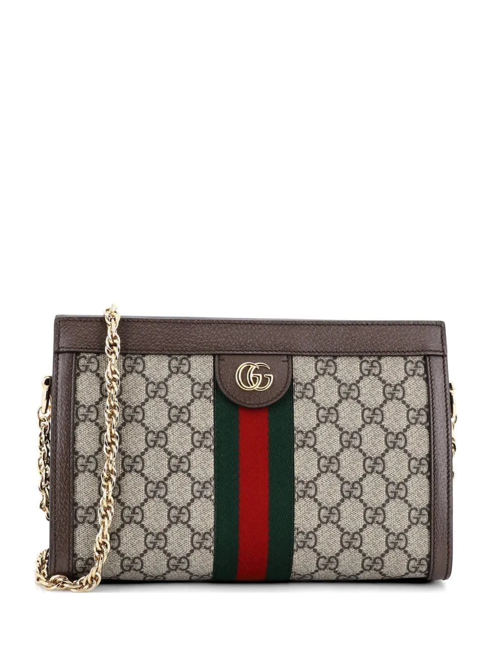 Gucci Pre-Owned Borsa a tracolla Ophidia piccola in tela cerata GG con catena - Marrone