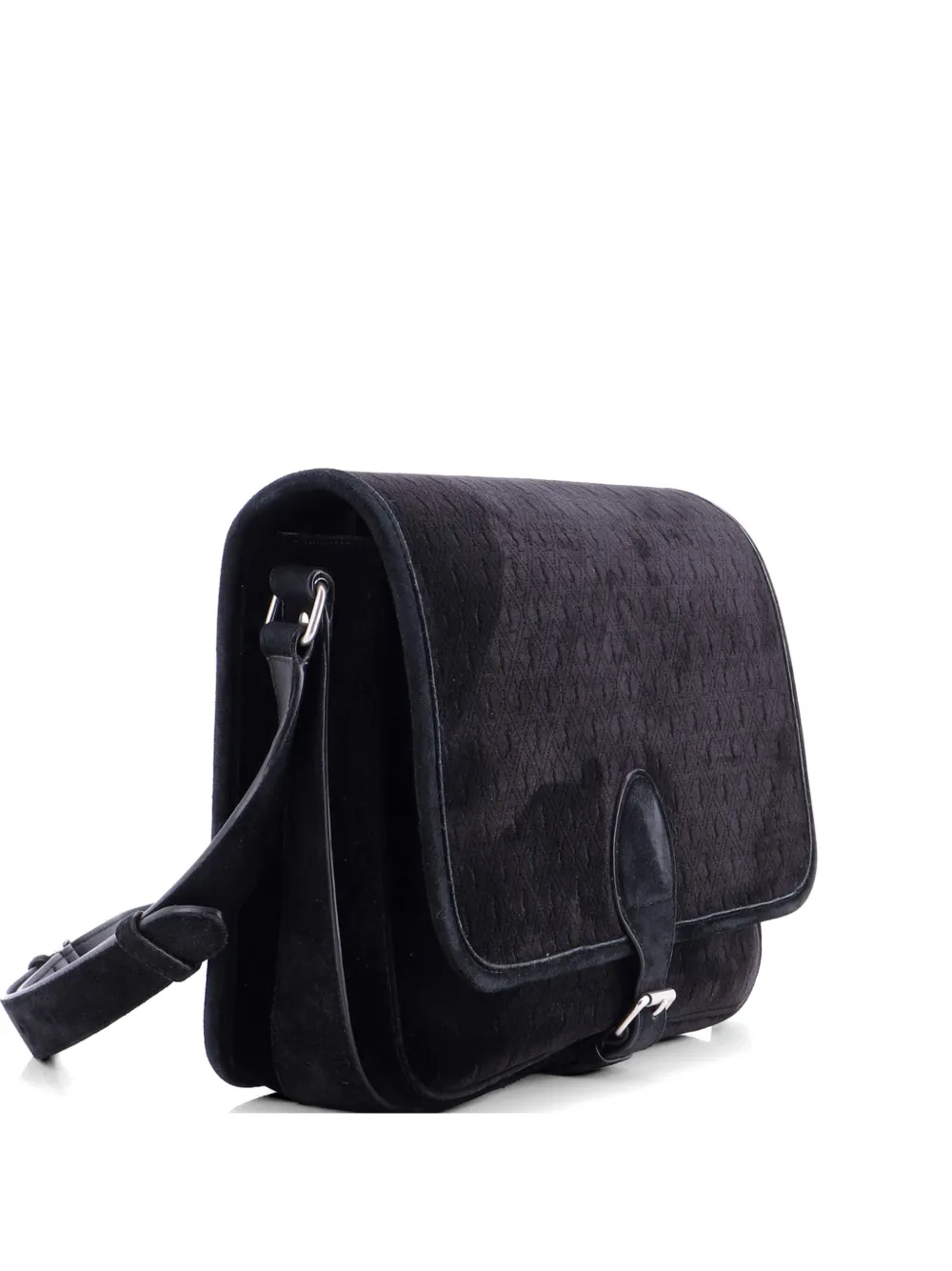 Saint Laurent Pre-Owned Flap Messenger Bag Monogram Velvet with Suede Medium crossbody bag - Nero