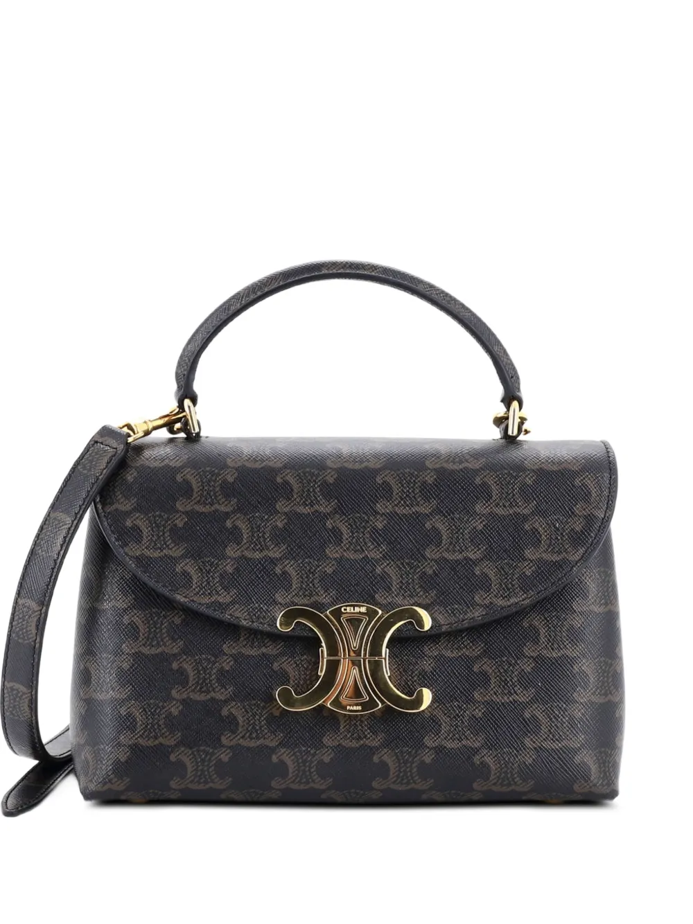 Celine Pre-Owned Nino Top Handle Bag Triomphe Coated Canvas Teen satchel - Marrone