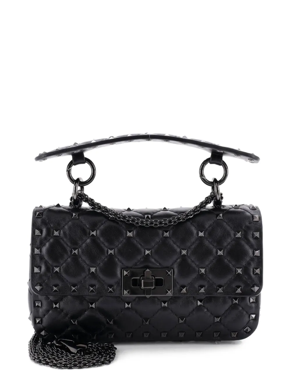 Valentino Garavani Pre-Owned Rockstud Spike Flap Bag Quilted Leather Small crossbody bag - Nero