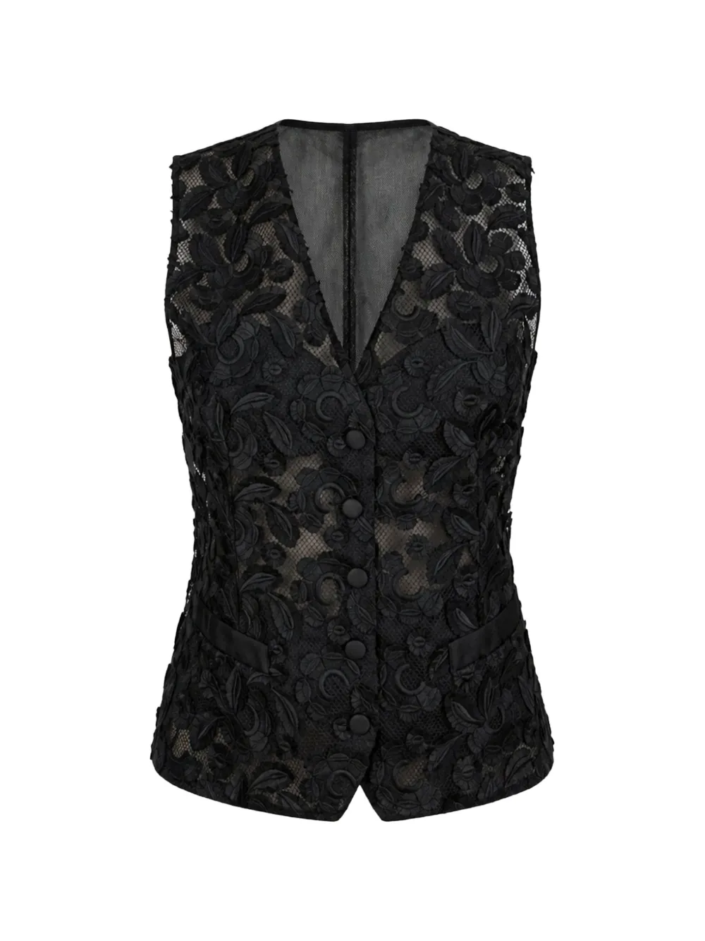 Dolce & Gabbana floral-lace waistcoat - Black