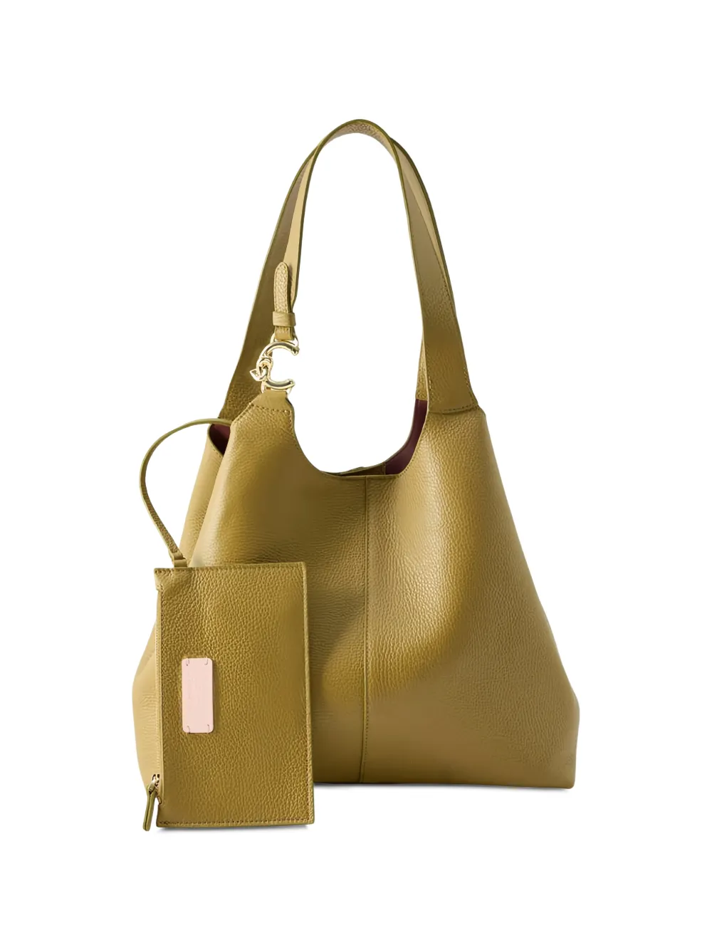 Coccinelle grained logo-charm tote bag - Verde