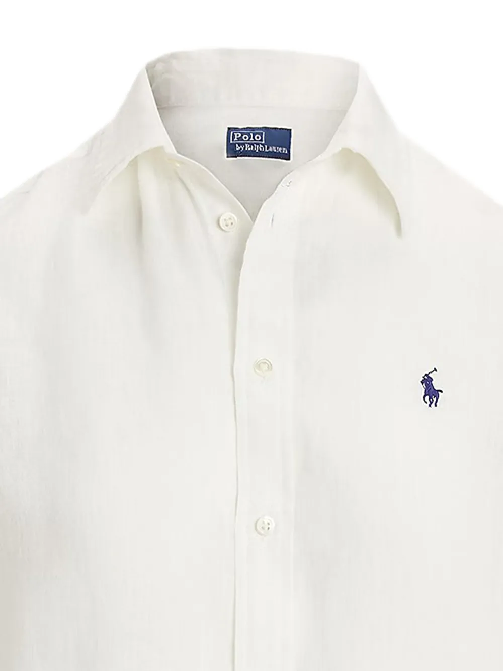 Polo Ralph Lauren Linnen overhemd met geborduurd logo Wit
