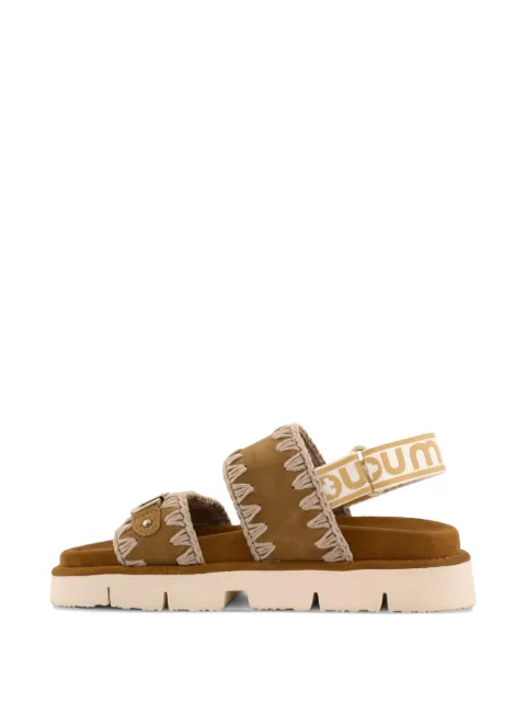 Mou crochet-trim logo-plaque sandals