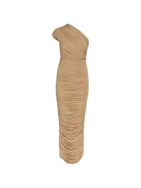 Ronny Kobo vestido fruncido con hombro descubierto