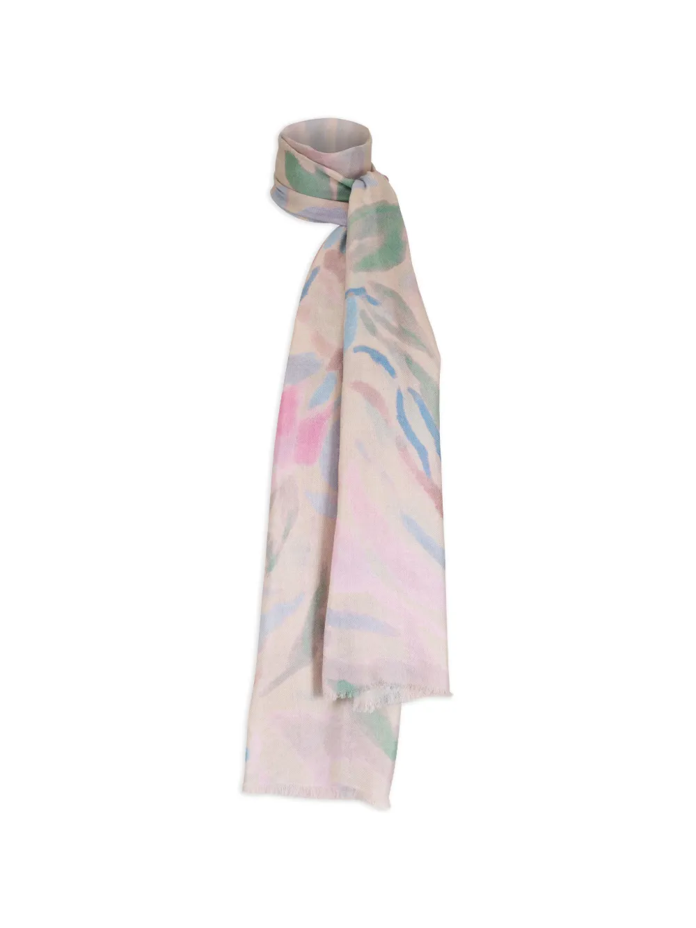 Kinross Cashmere printed fringed scarf - Toni neutri