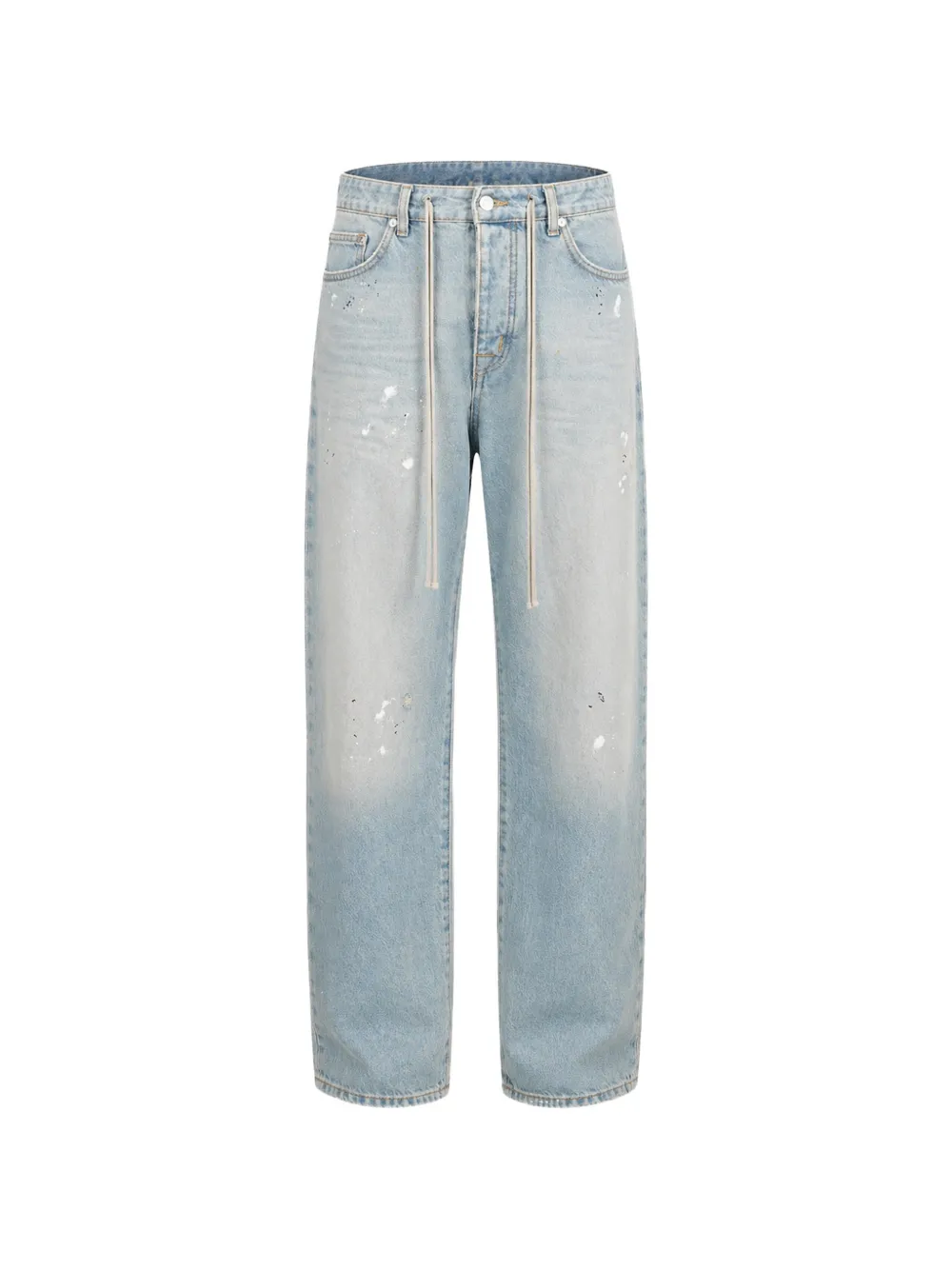 STATE OF ORDER paint-splatter drawstring jeans - Blu