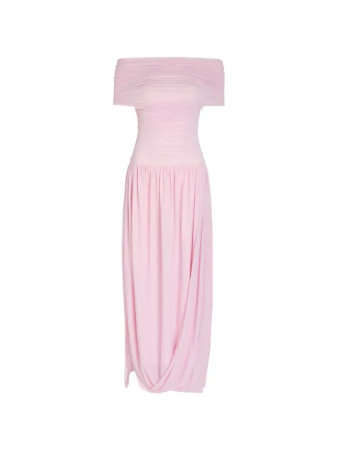 Ronny Kobo Irulan off-shoulder ruched maxi dress