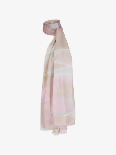 Kinross Cashmere striped frayed scarf