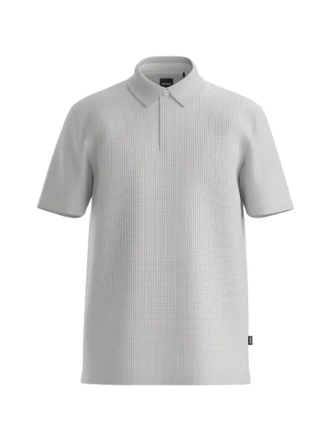 BOSS textured logo-patch polo shirt