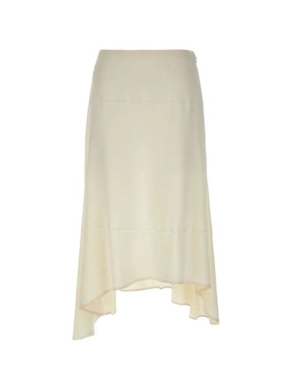 Victoria Beckham Asymmetric Crepe-satin Midi Skirt in Neutrals