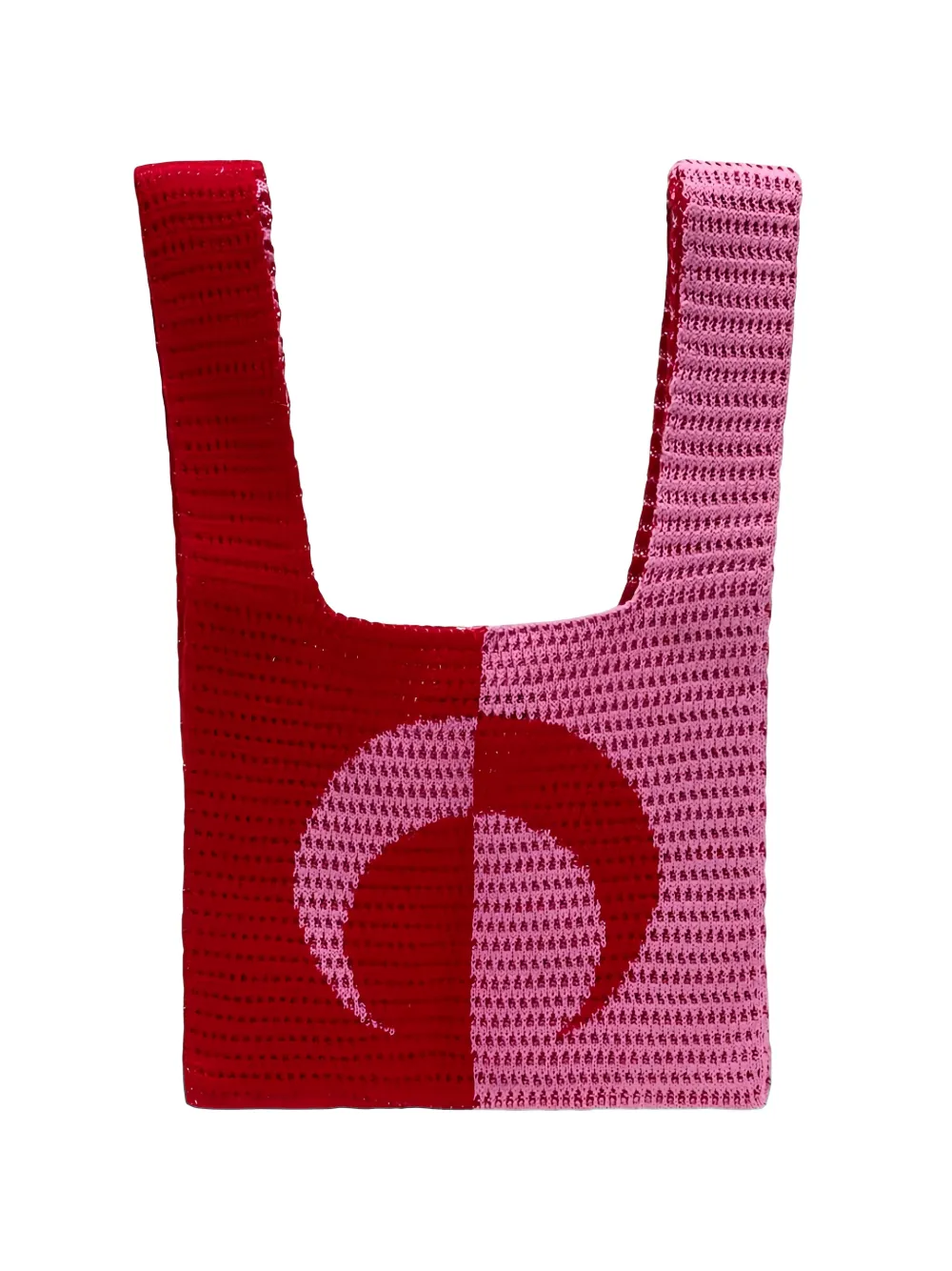Marine Serre crochet crescent moon tote bag - REDPINK