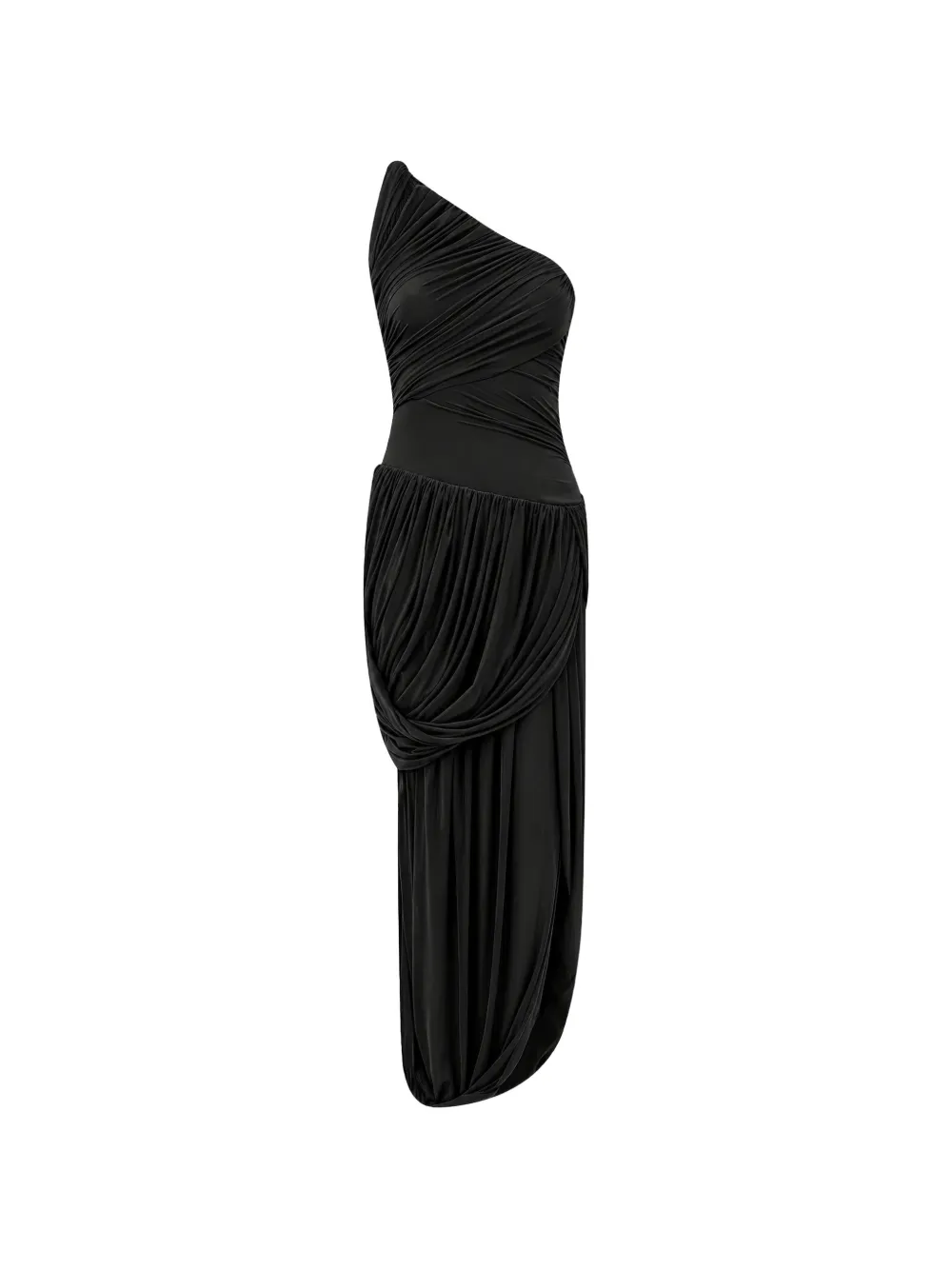 Maygel Coronel ruched one-shoulder dress - Black