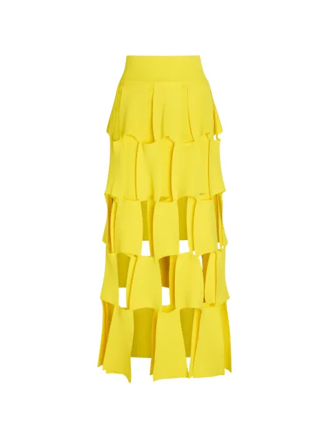A.W.A.K.E. Mode laser-cut tiered maxi skirt