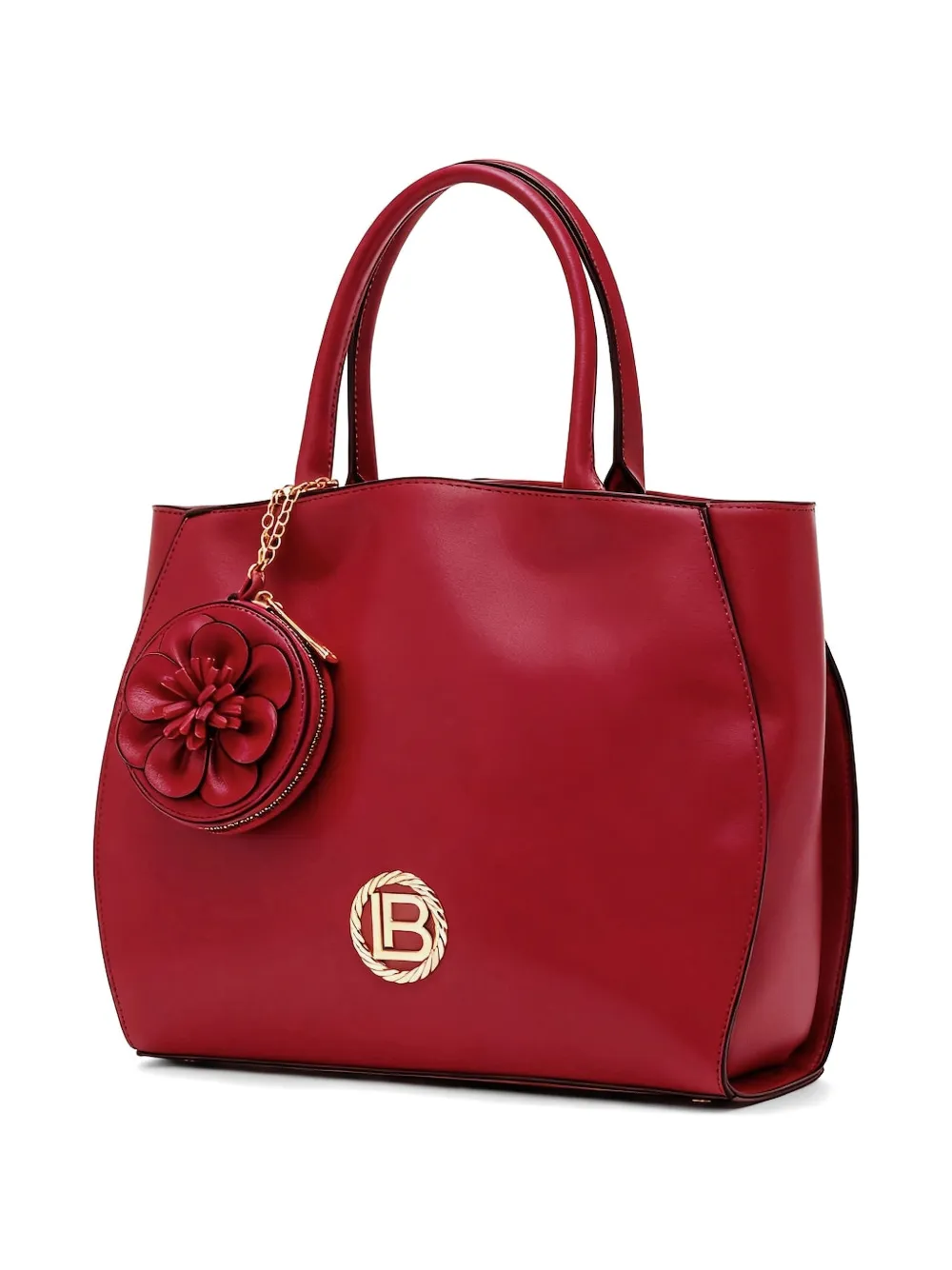 Laura Biagiotti Shopper met bloemen-bedel en logo-plakkaat Rood