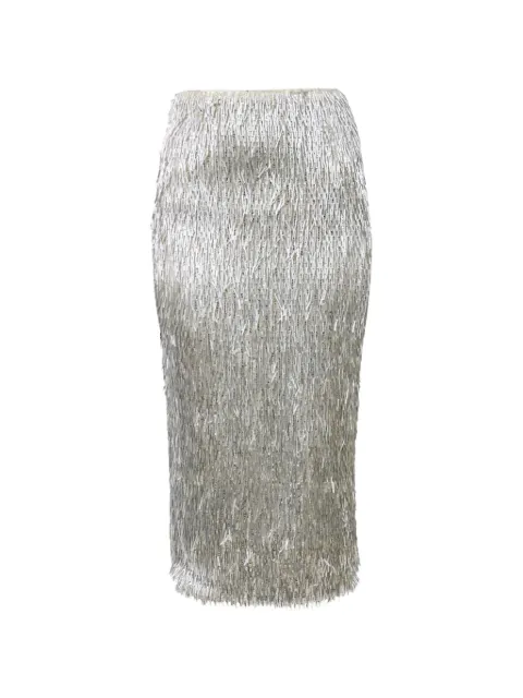 Aknvas Tao sequin-embellished fringed midi skirt