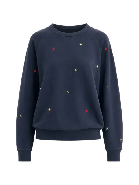 The Great. College floral-embroidered cotton sweatshirt