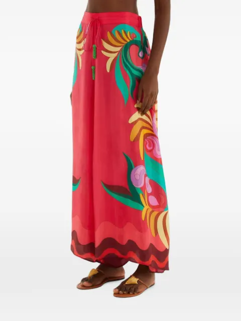 FARM Rio multicolor nature beaded tasssels wide-leg pants