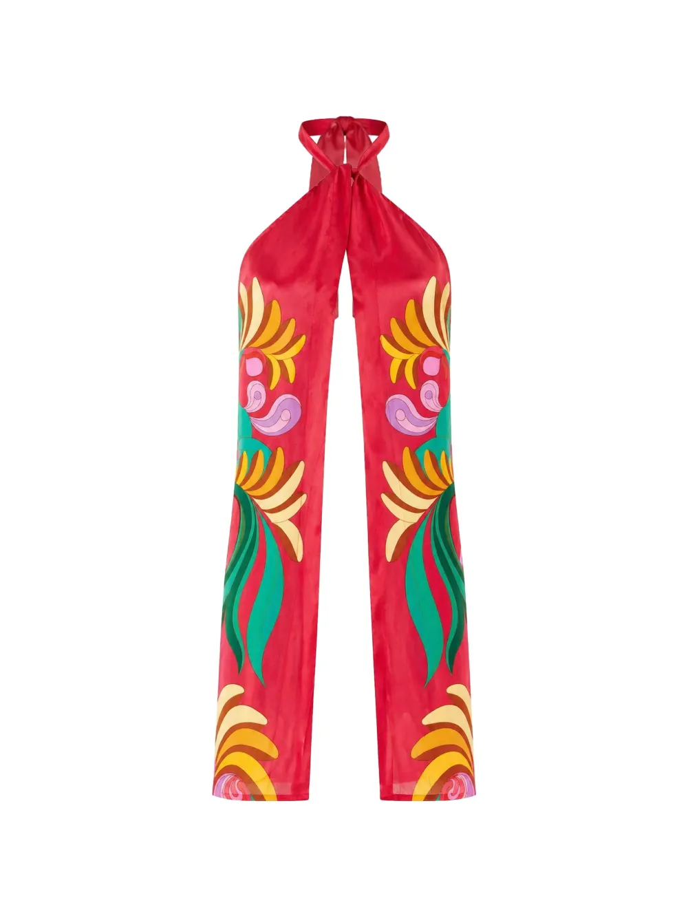 FARM Rio graphic-print halterneck top - Rosso