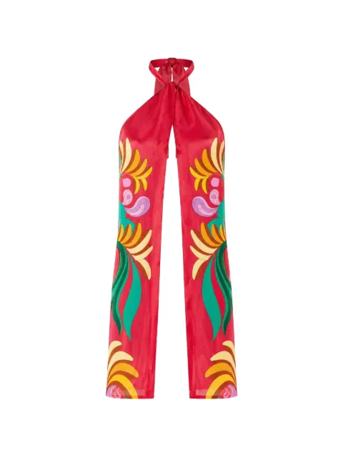 FARM Rio graphic-print halterneck top