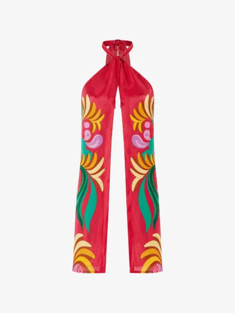 FARM Rio graphic-print halterneck top