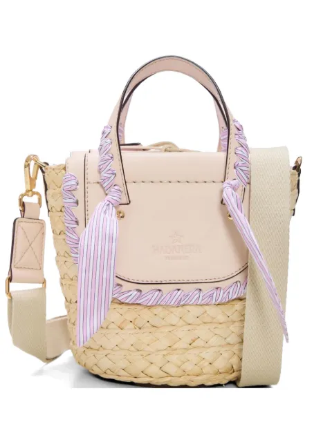 CUBA LAB Habanera striped-trim raffia-texture tote bag