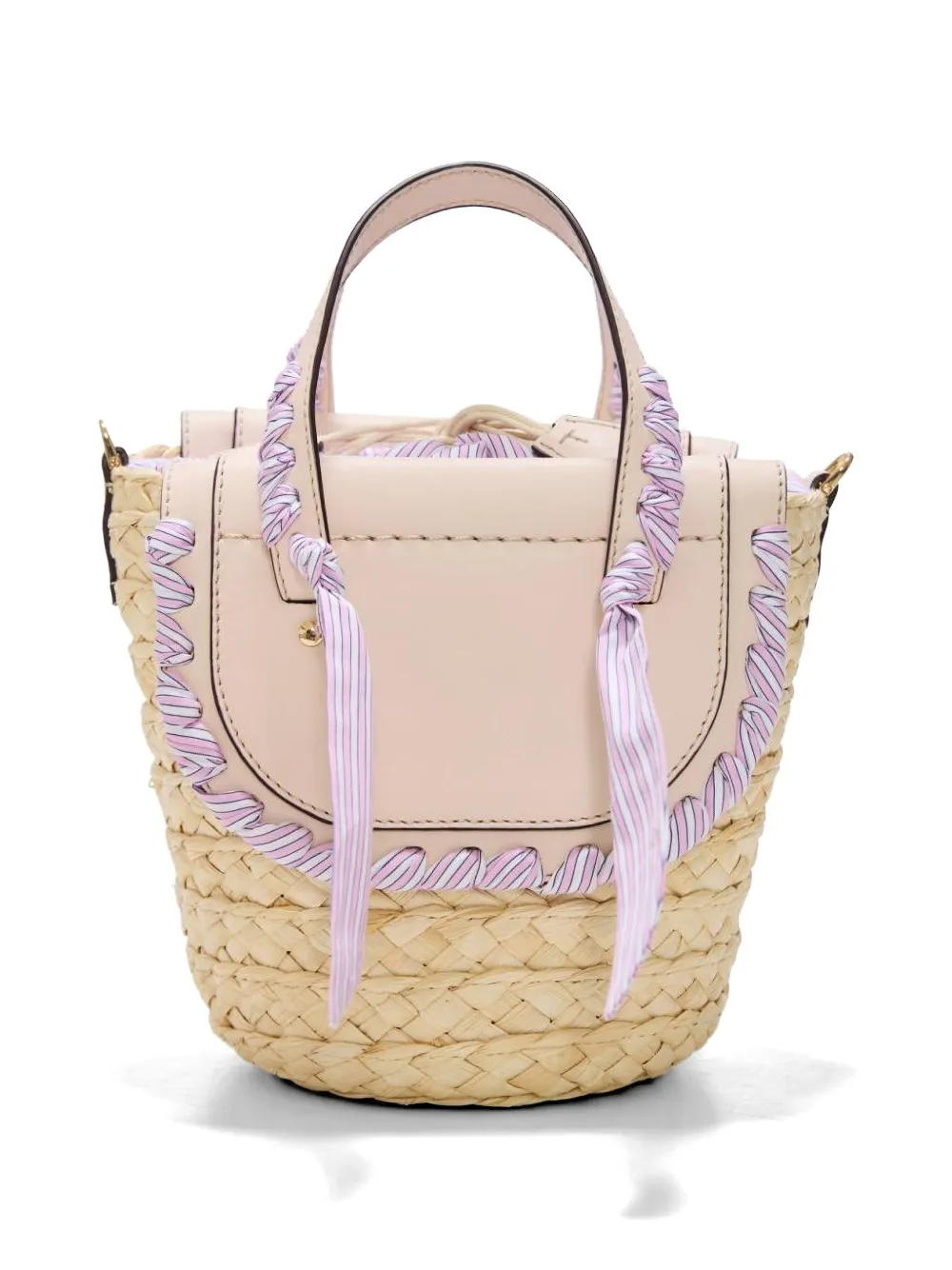 CUBA LAB Habanera shopper met gestreepte afwerking en raffia textuur Beige