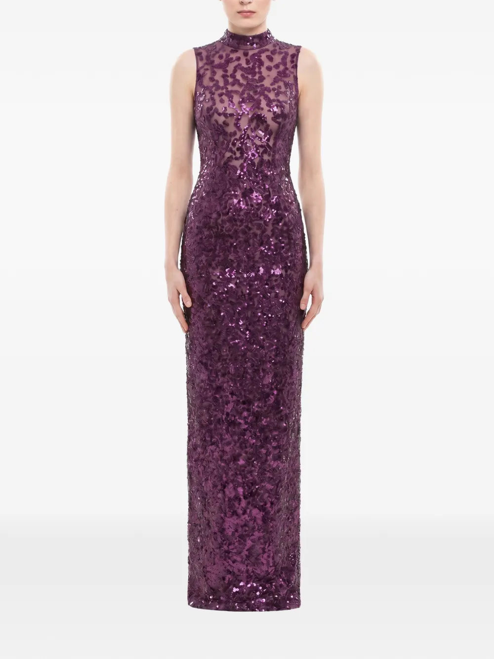 Saiid Kobeisy Maxi-jurk met pailletten en open rug Paars