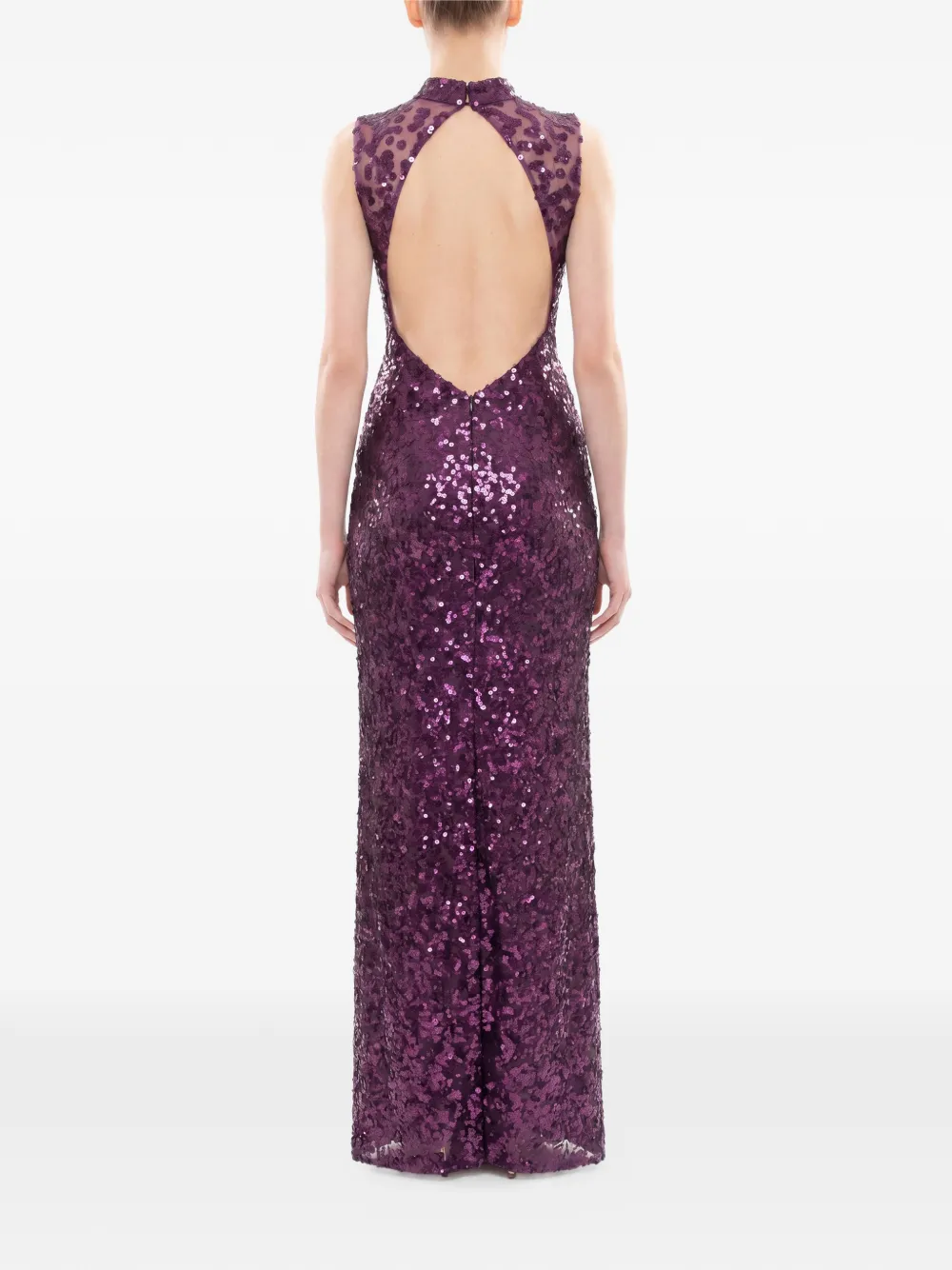 Saiid Kobeisy Maxi-jurk met pailletten en open rug Paars