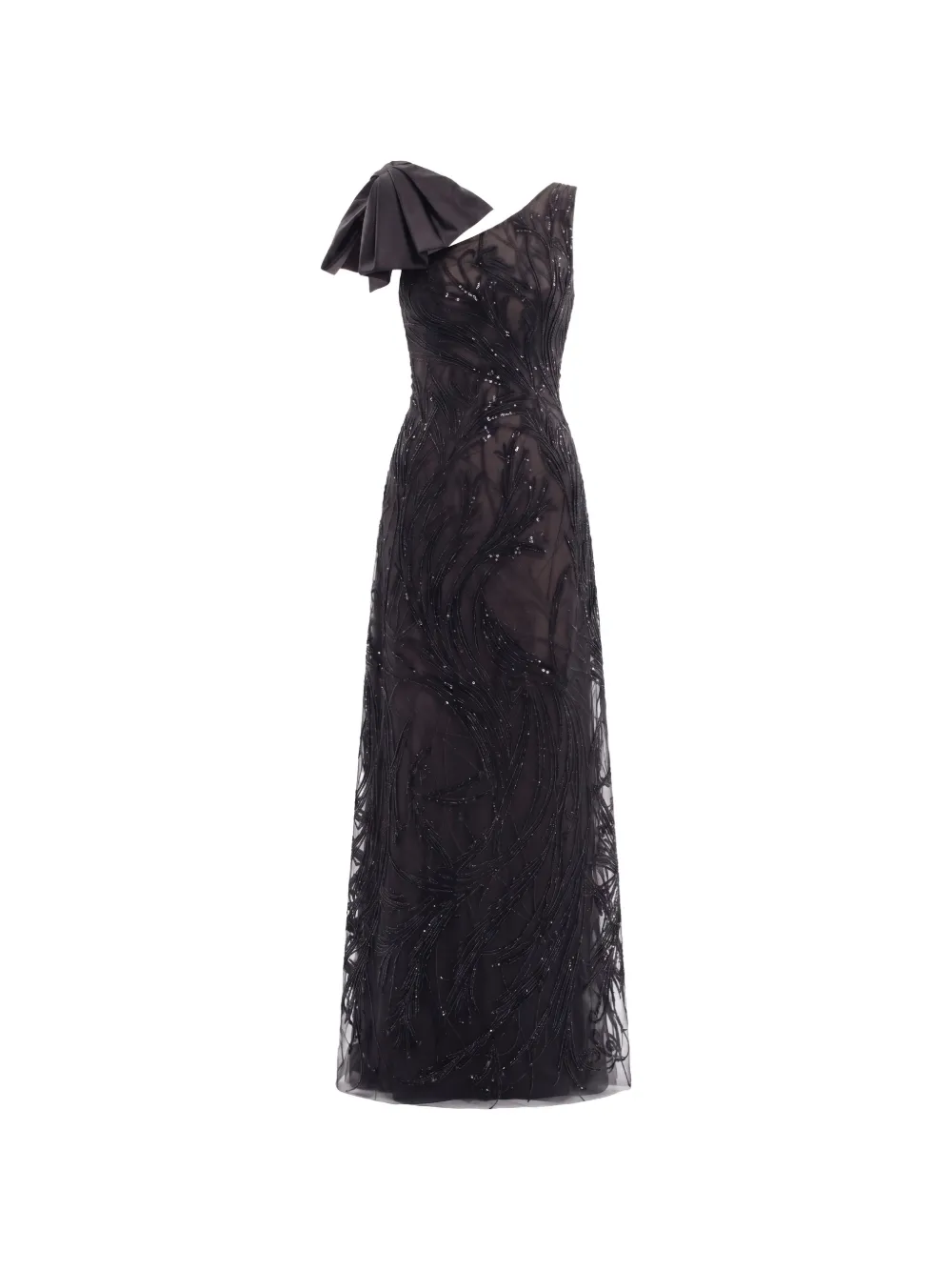 Saiid Kobeisy asymmetrical embroidered bow-detail maxi dress - Nero