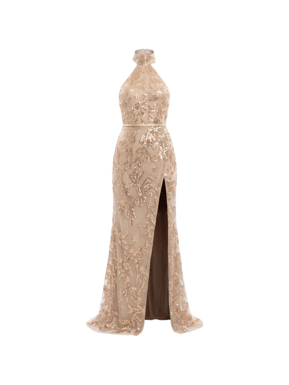 Saiid Kobeisy sequin-embroidered halterneck maxi dress - Nude