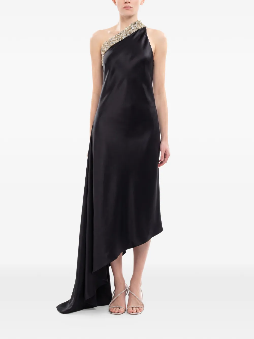 Saiid Kobeisy Asymmetrische maxi-jurk met verfraaiing Zwart