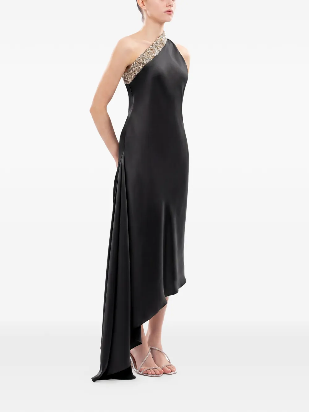 Saiid Kobeisy Asymmetrische maxi-jurk met verfraaiing Zwart