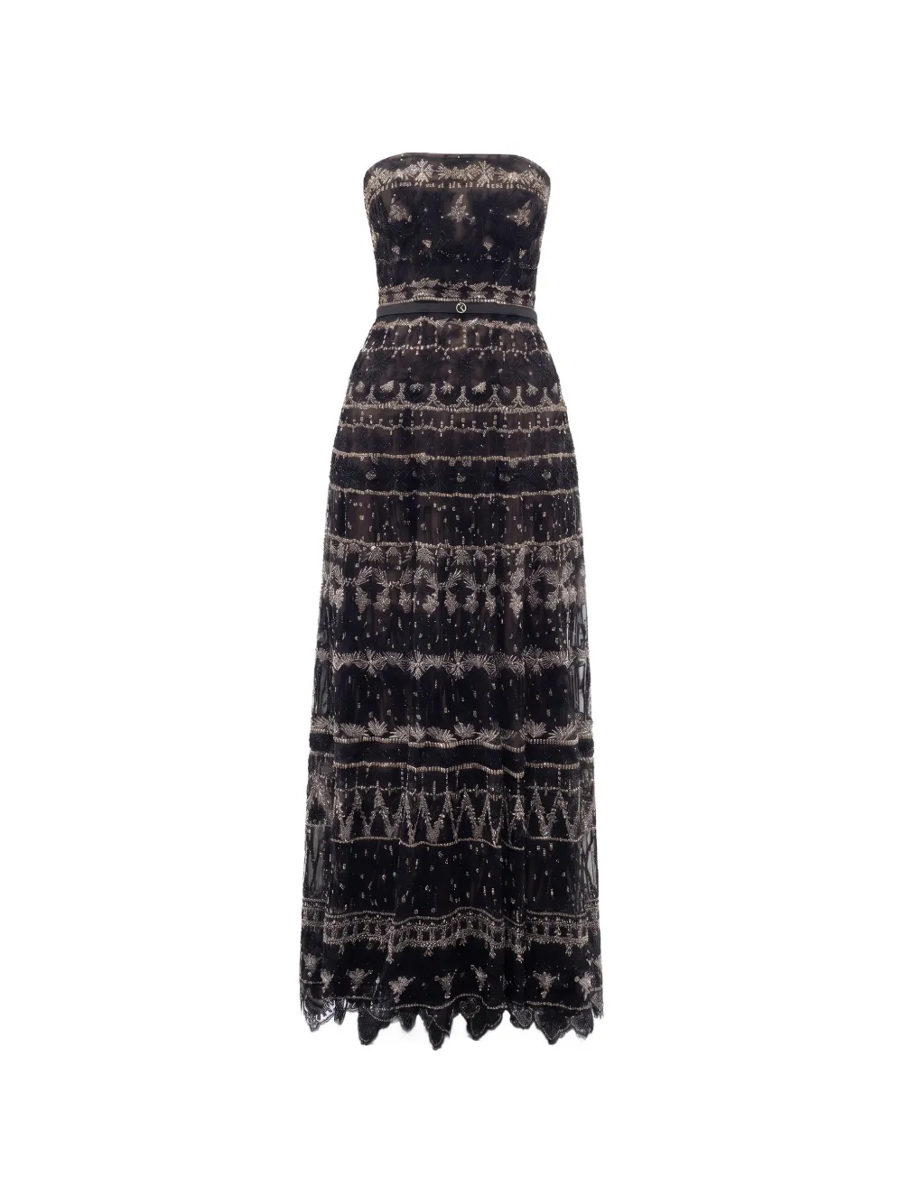 Saiid Kobeisy strapless beaded-tulle maxi dress - Nero