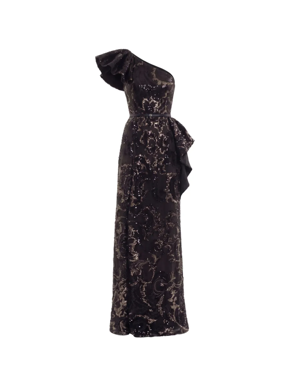 Saiid Kobeisy ruffled sequin-embroidered maxi dress - Nero