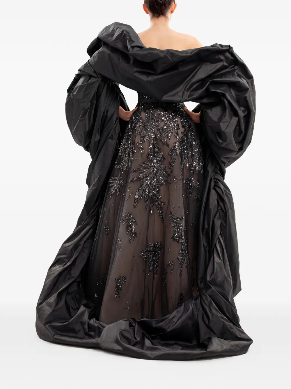 Saiid Kobeisy Strapless maxi-avondjurk met pailletten Zwart