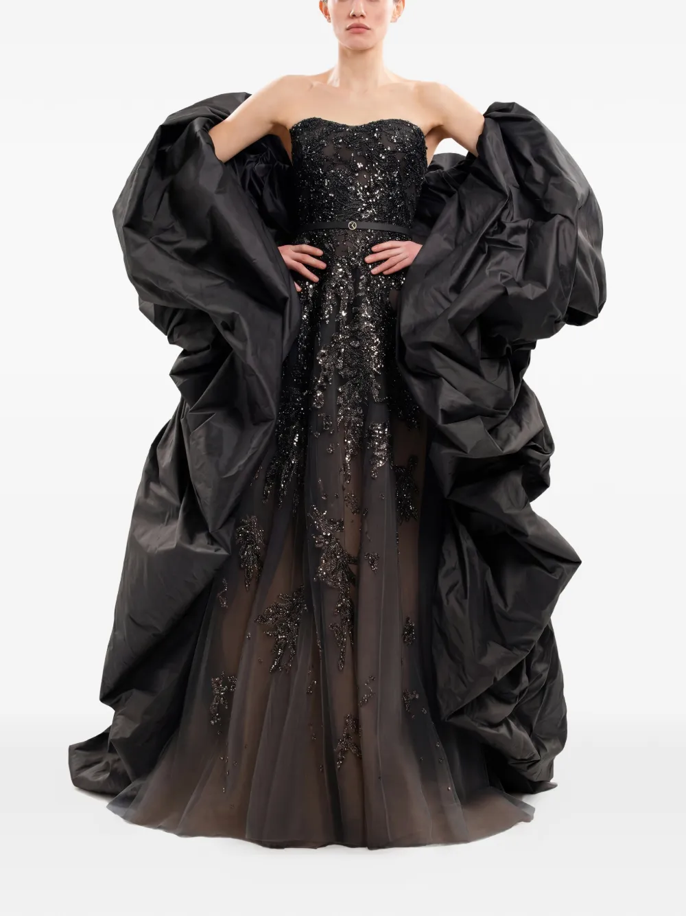 Saiid Kobeisy sequin-embroidered strapless maxi gown - Nero