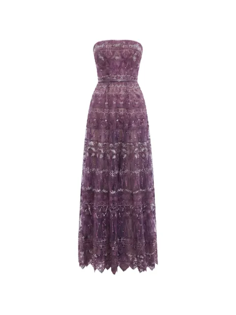 Saiid Kobeisy strapless beaded-tulle maxi dress