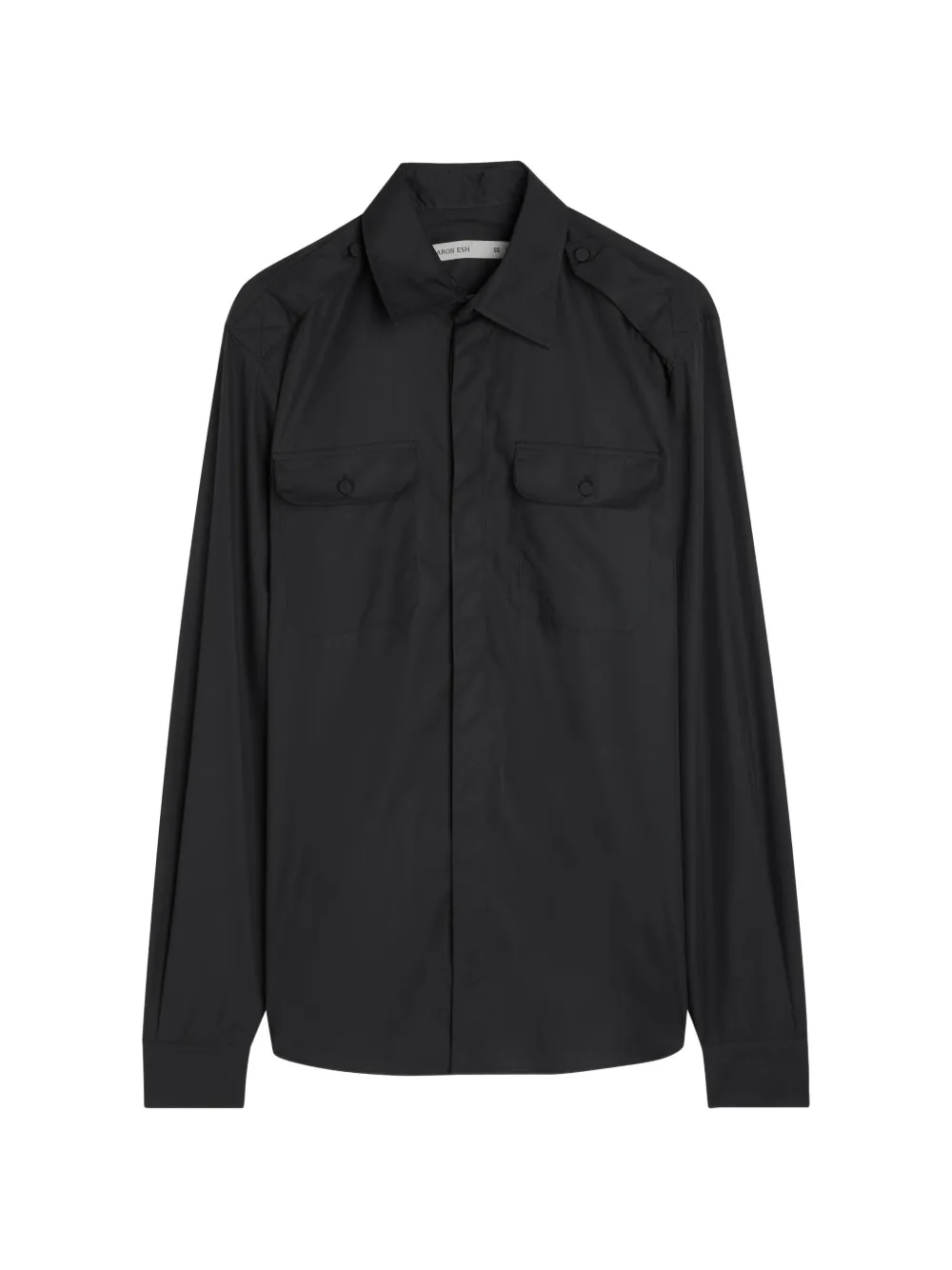 AARON ESH epaulette pocket-detail shirt - Nero