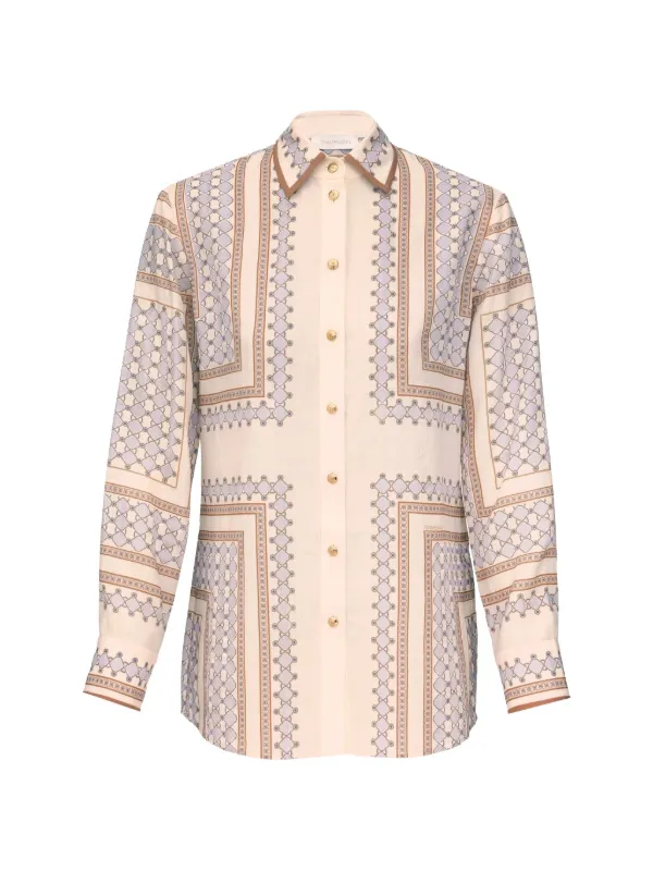 Zimmermann Geometric-print Silk Shirt in Pink