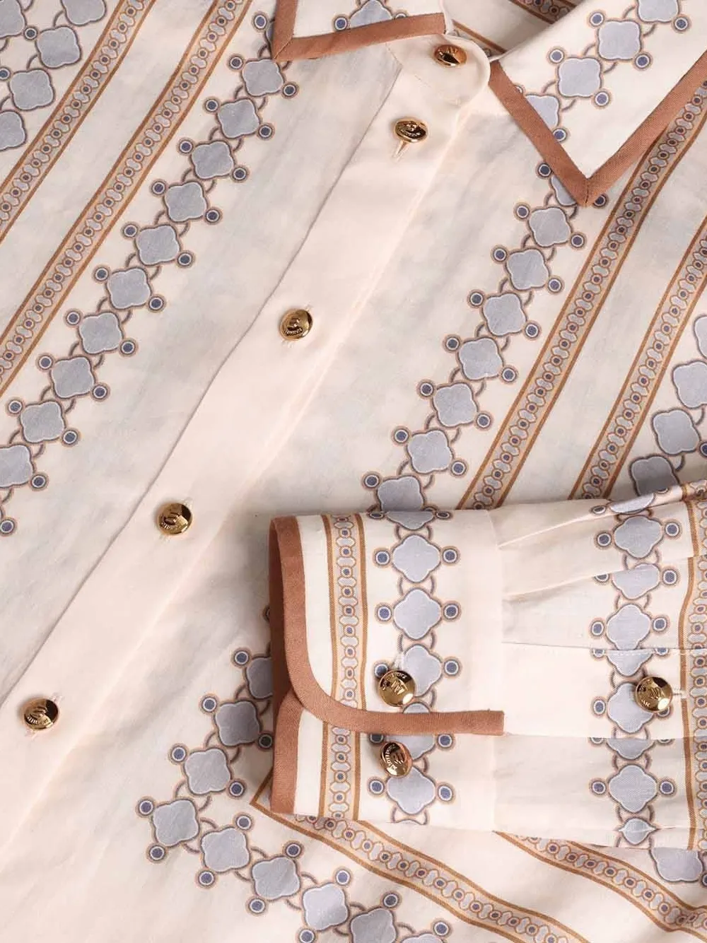 ZIMMERMANN Zijden overhemd met geometrische print Roze