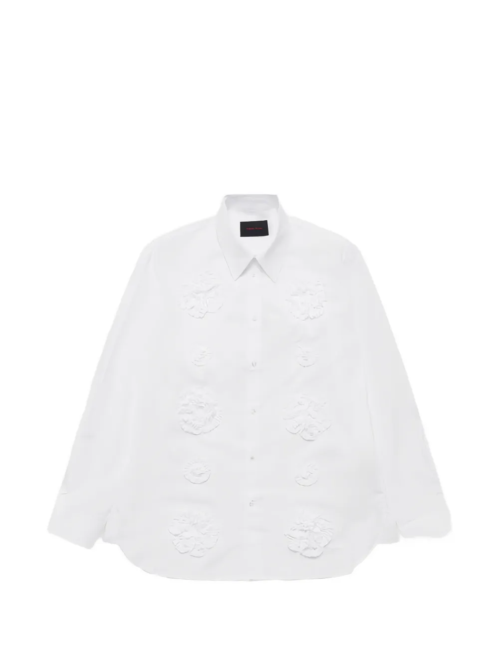 Simone Rocha floral-appliqué ruffled shirt - Bianco