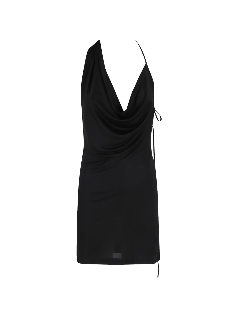 Amazuìn RAVI draped cowl-neck mini dress - Nero