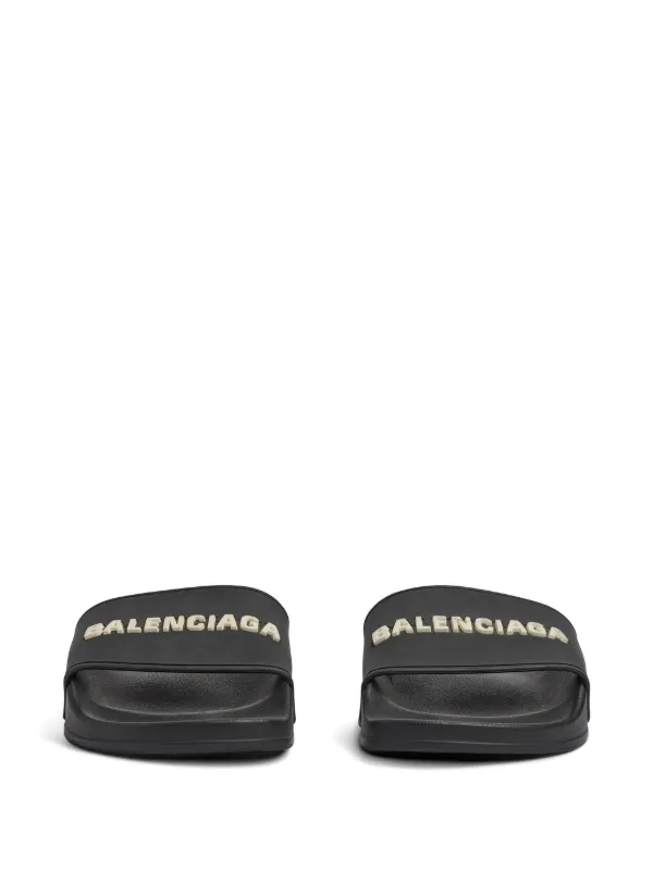 Balenciaga Pool logo-print Slides | Black | FARFETCH