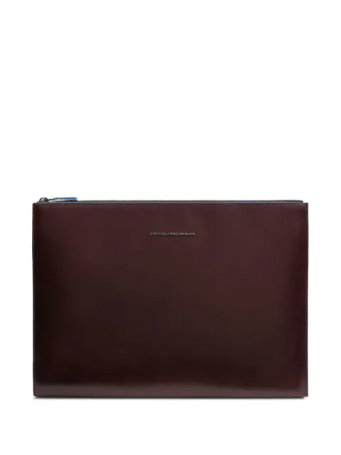 PIQUADRO iPad®Pro 13" logo-plaque zip-top leather clutch bag
