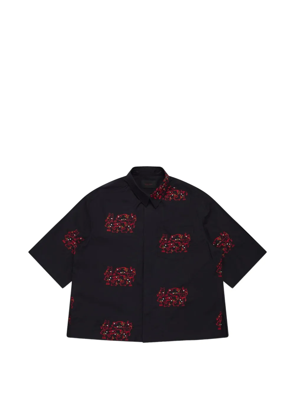 Simone Rocha embroidered boxy-fit shirt - Nero