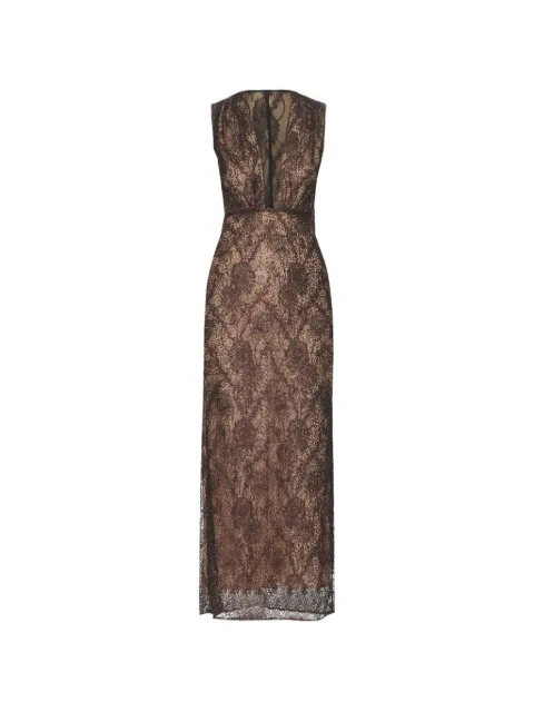 Aknvas floral-lace sequin-embellished maxi dress