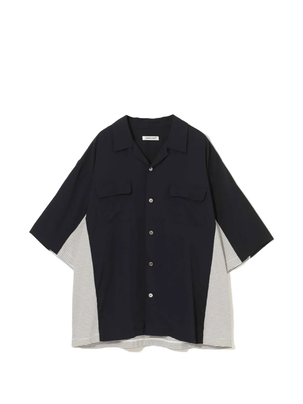 Undercover striped panelled shirt - Blu